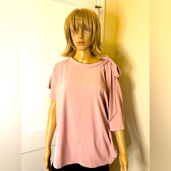 SHEIN Tops - NWOT - SHEIN Mulvari Knot Shoulder Asymmetrical Batwing Sleeve Top - Size L
